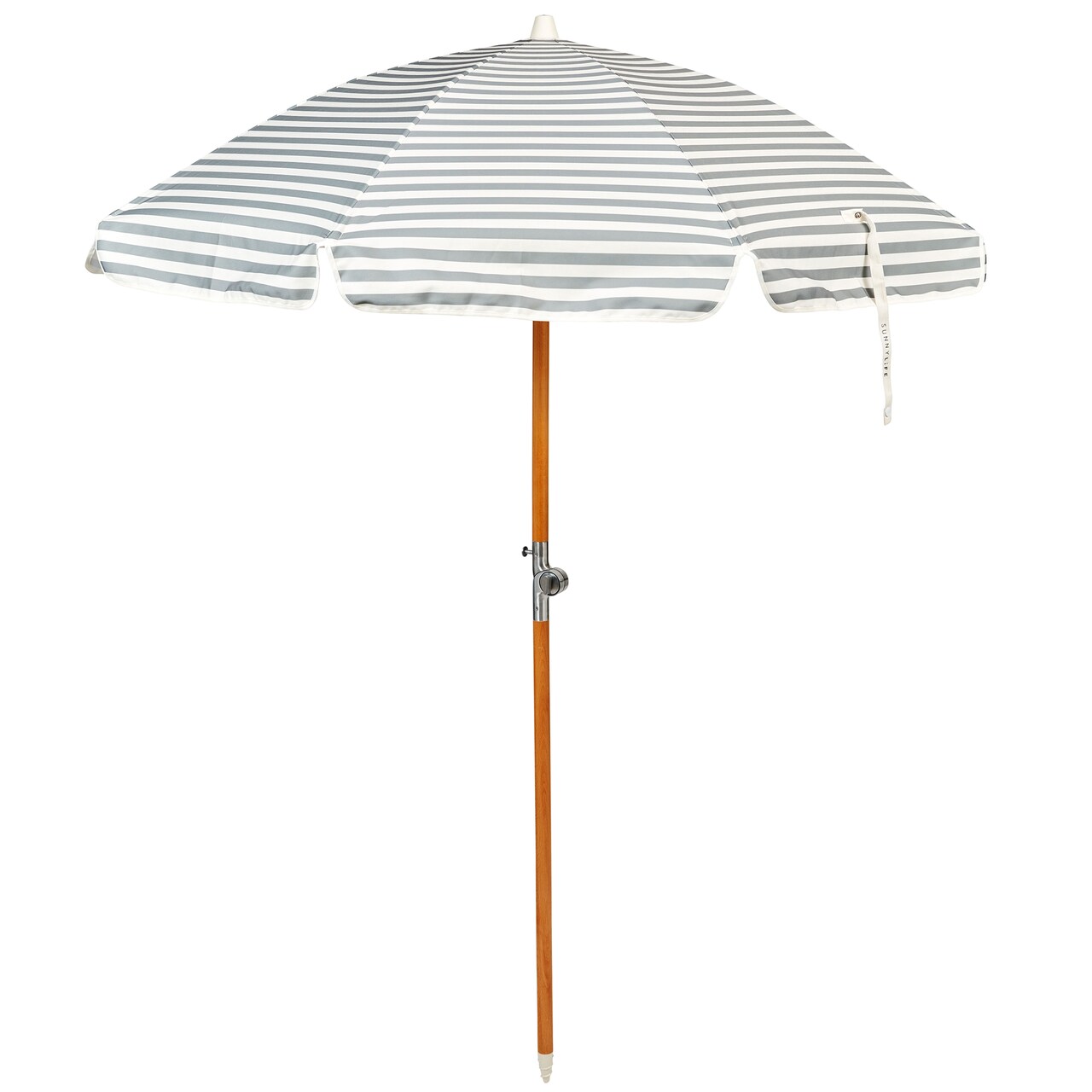 Sunnylife: Luxe Beach Umbrella - Seagrass Stripe - Green, UPF50 Fabric Sun Protection, 61x61x82", Shade Cover, Wood Pole, Carry Bag, Outdoor & Sand